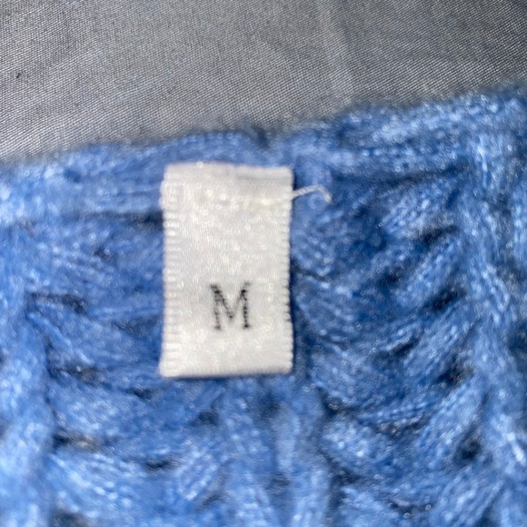 Baonmy Blue Chunky Ribbed Knit Oversized Sweater Vest Gold Buttons NWT Medium - Picture 2 of 6